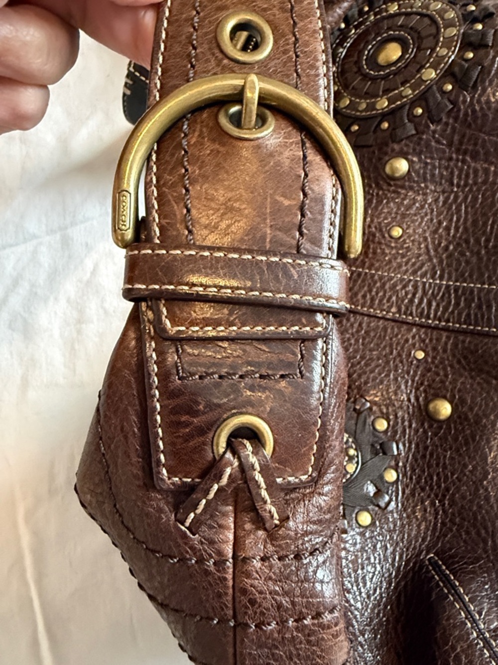 Vintage Y2K Authentic Coach SoHo Boho Studded Leather Hobo Bag - Picture 15 of 16